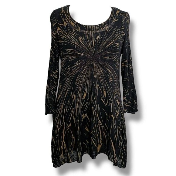 Miraclebody by Miraclesuit Womens Tunic Top Sz Small Black Gold Shapewear Blouse - Picture 1 of 6